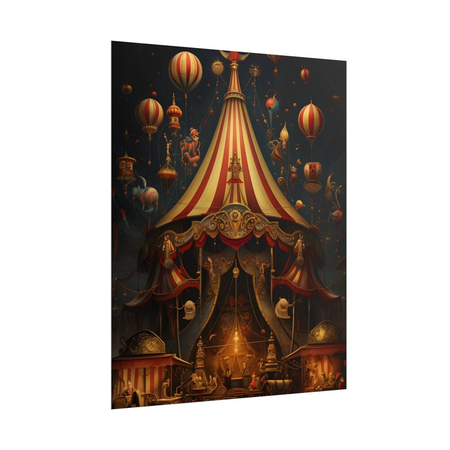 Whimsical Clockwork Circus: Fantastical Art with Vibrant Details - Poster