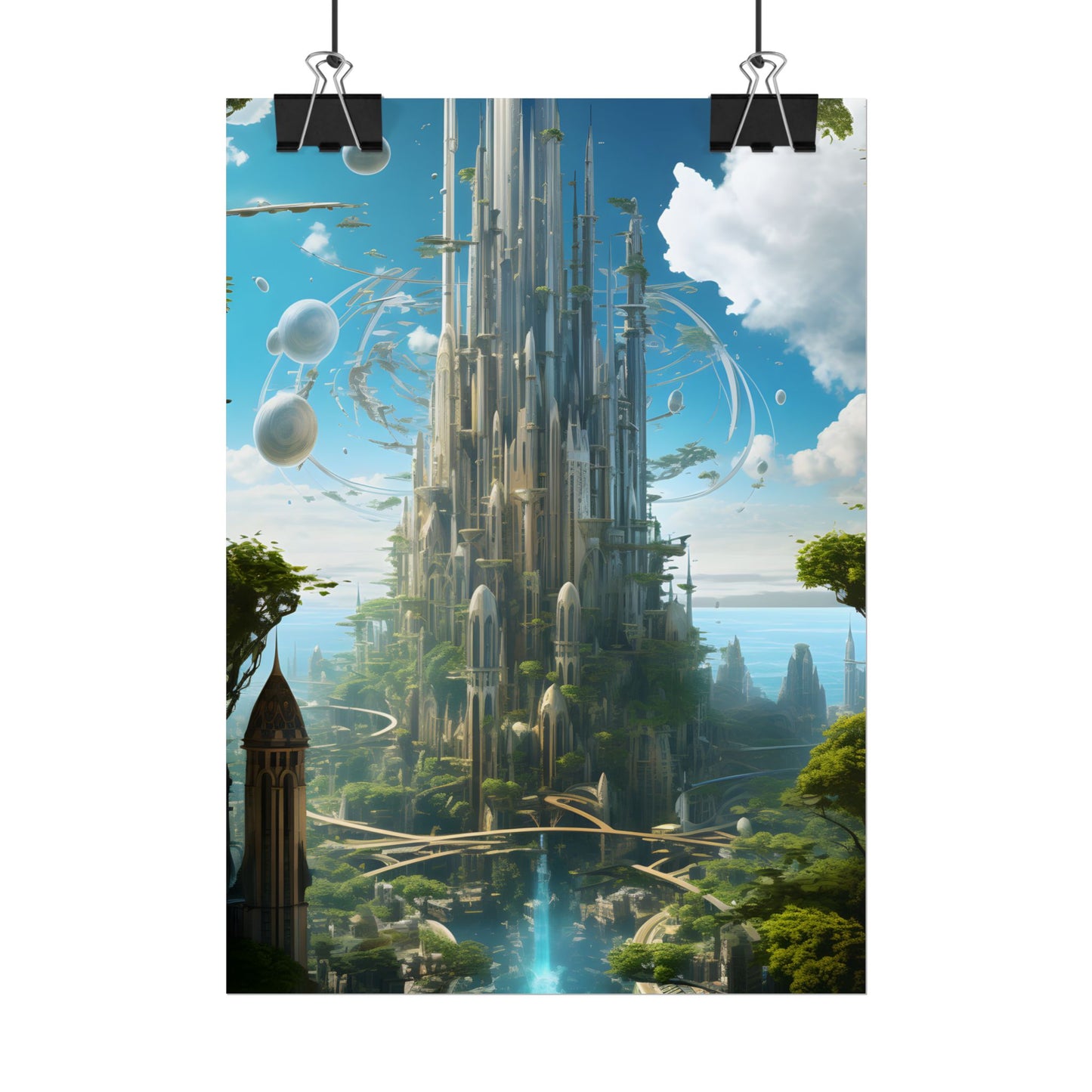 Breathtaking Floating City: Urban Waterways Digital Art - Poster