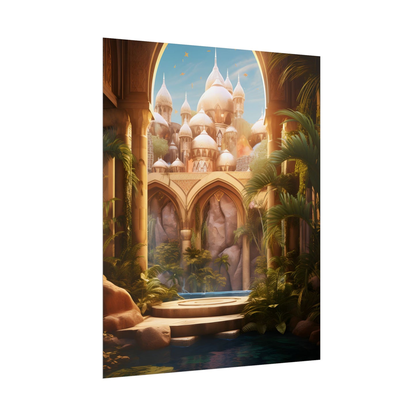 Mythical Desert Oasis: Arabian Nights Inspired Artwork - Poster