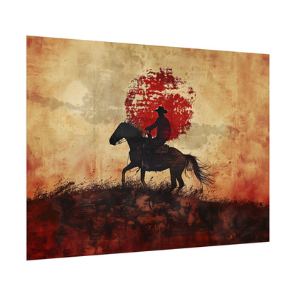 Dynamic Rodeo Scene: Earthy Tones of a Thrilling Ride - Poster