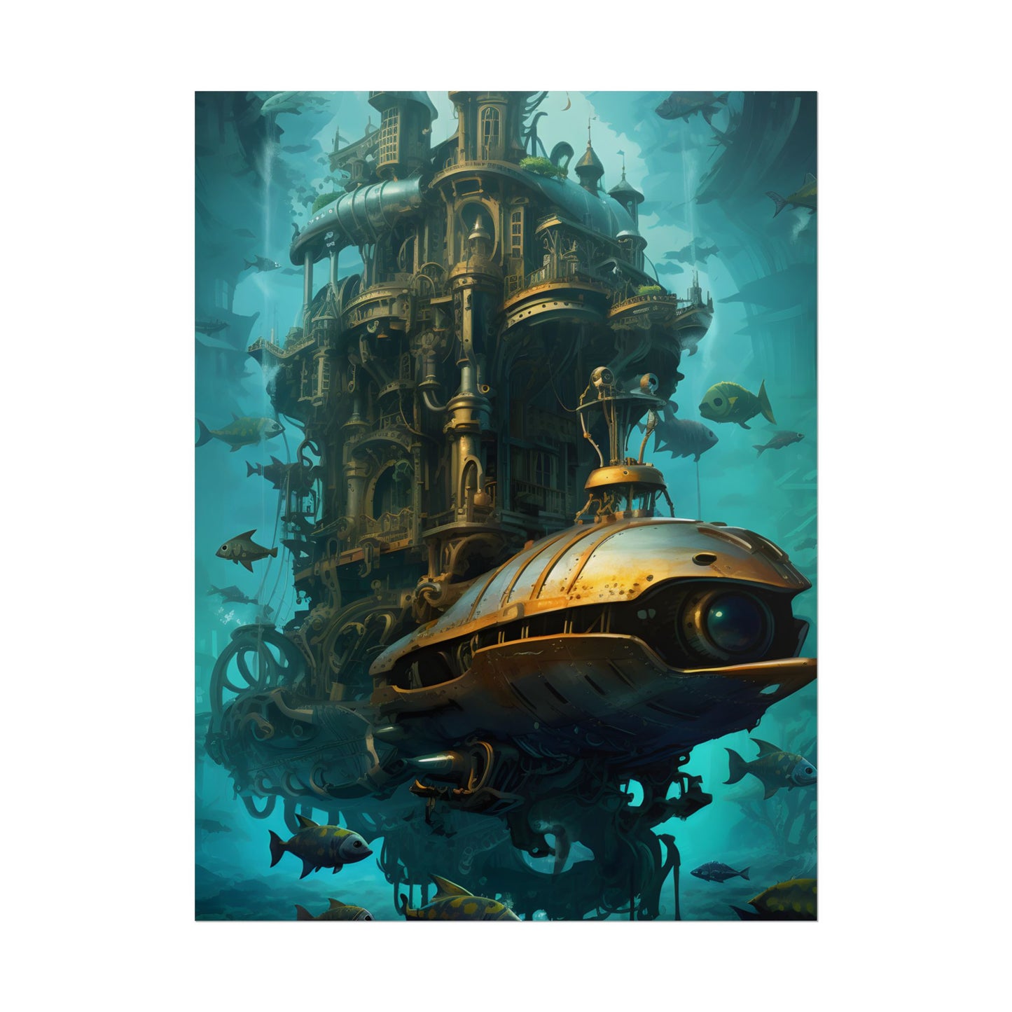 Steampunk Oceanic Adventure: Brass Skirted Explorer - Poster