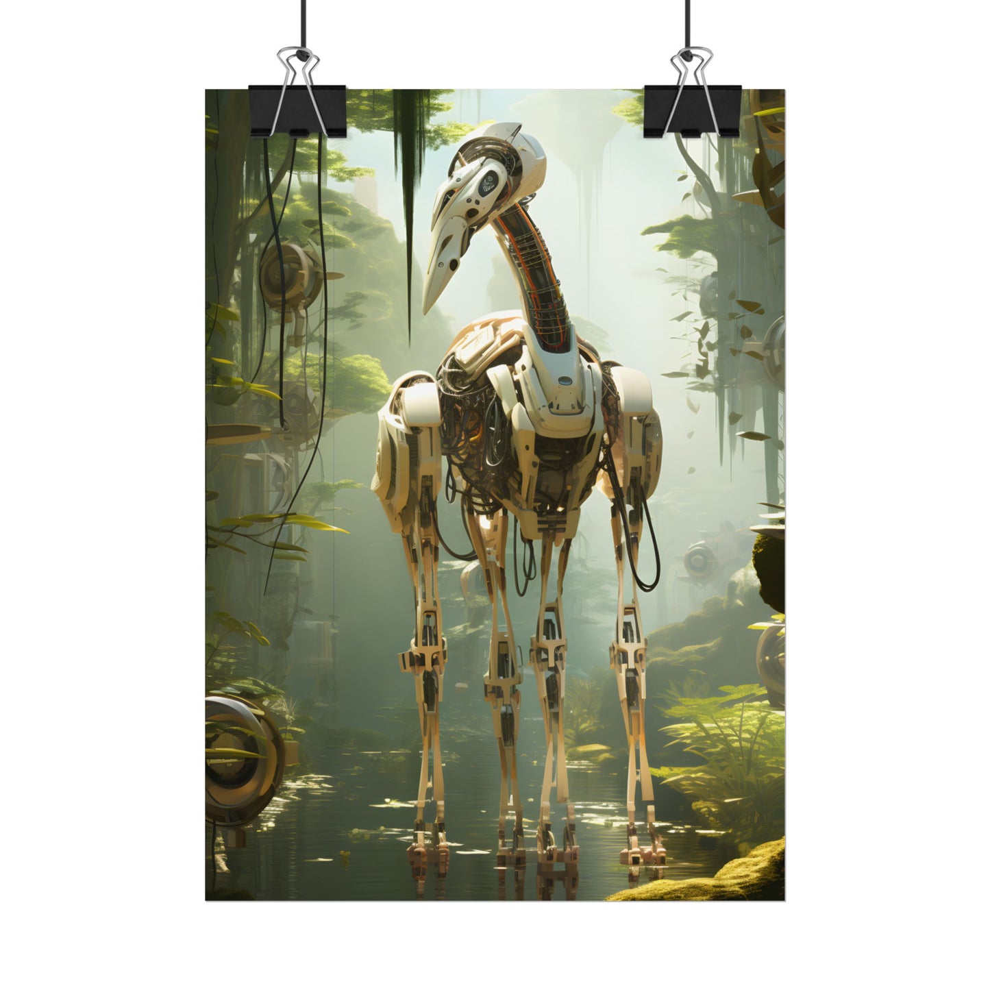 Robotic Guardians of Nature: Serene Wildlife Sanctuary Art - Poster