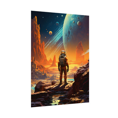 Futuristic Wilderness Explorer: Solo Journey in the Unknown - Poster