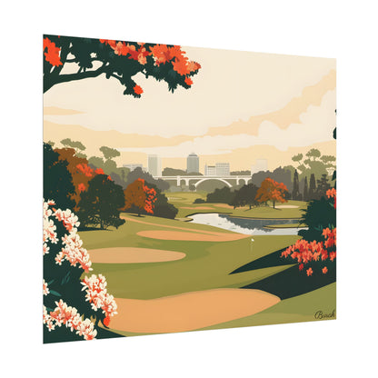 Retro Golf Illustration: Classic Course Art - Poster