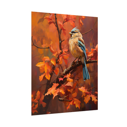 Vibrant Oak Branch: Colorful Oil Painting Artwork - Poster