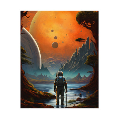 Futuristic Wilderness Explorer: Jetpack Adventure Art - Poster