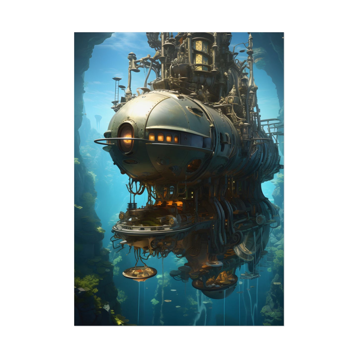 Steampunk Oceanic Adventure: Crew Sails the Horizon - Poster
