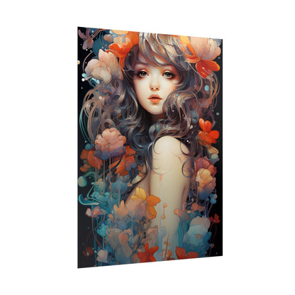 Peaceful River Garden: A Tranquil Landscape with Roses - Poster