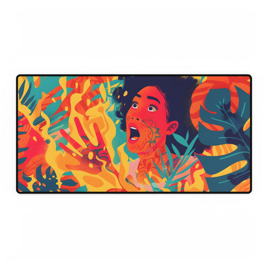 Whimsical Plant Illustration: Digital Cartoon Art - Desk Mat