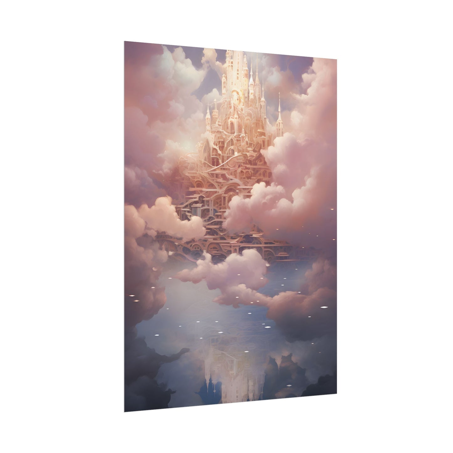 Celestial Fantasy Floating City: Digital Artwork - Poster
