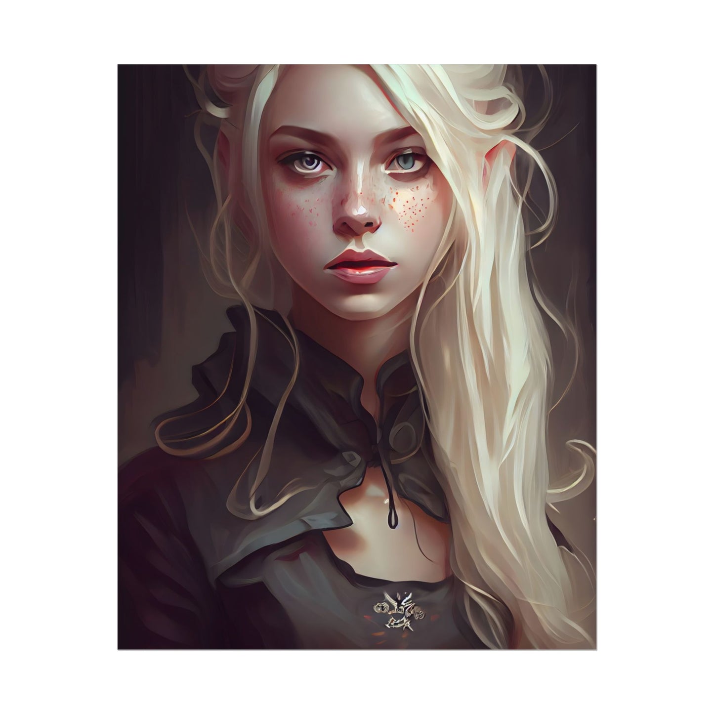 Blonde Portrait: Elegant Woman in Black Dress - Poster