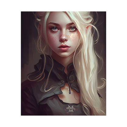 Blonde Portrait: Elegant Woman in Black Dress - Poster