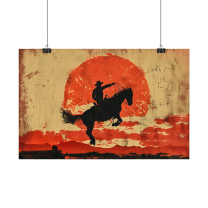 Vintage Rodeo Cowboy: Classic Bucking Bronco Art - Poster