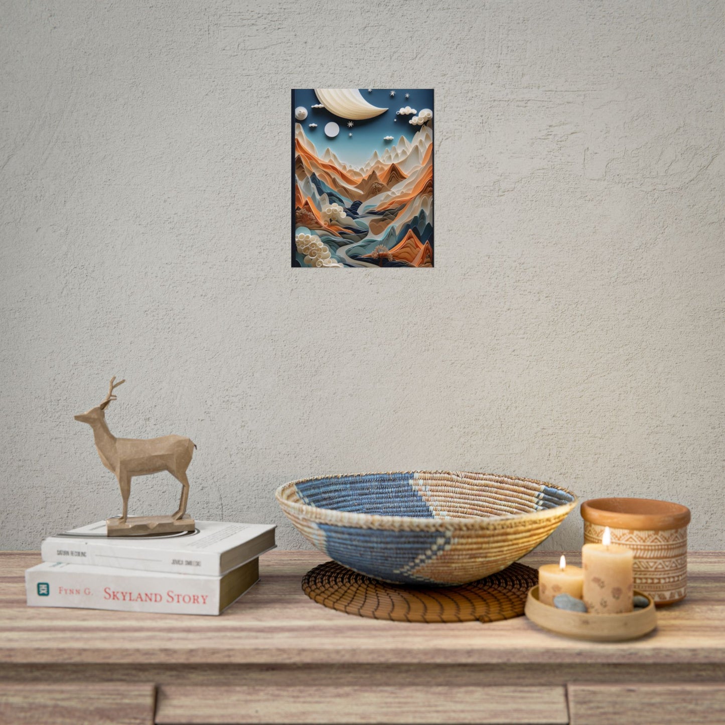 Vibrant European Quilled Landscape: Intricate Paper Art - Poster