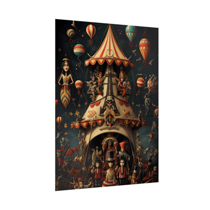 Whimsical Clockwork Circus: Fantastical Artwork in Vibrant Colors - Poster