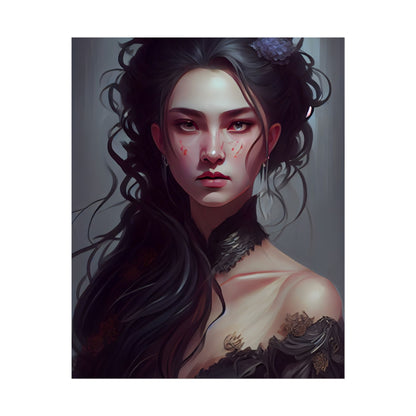 Astonishing Female Portrait: Dr. Black Hair Elegance - Poster