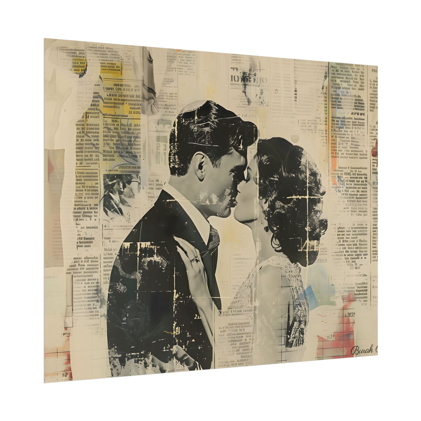 Vintage Romance: Celebratory Couple Art Poster - Poster