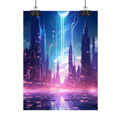 Futuristic Cityscape: Cyberpunk Dreams in a Dystopian World - Poster
