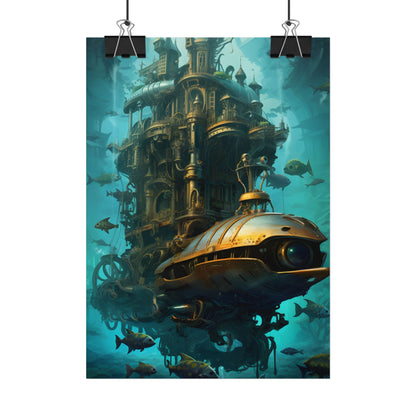 Steampunk Oceanic Adventure: Brass Skirted Explorer - Poster