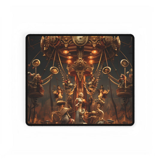 Whimsical Clockwork Circus: A Magical Timepiece Art - Desk Mat