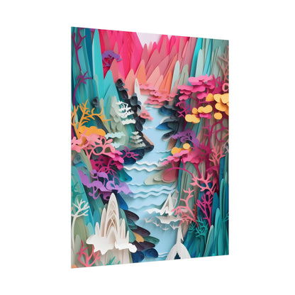 Japanese Paper Quilling Craft: Vibrant Landscape Art - Poster