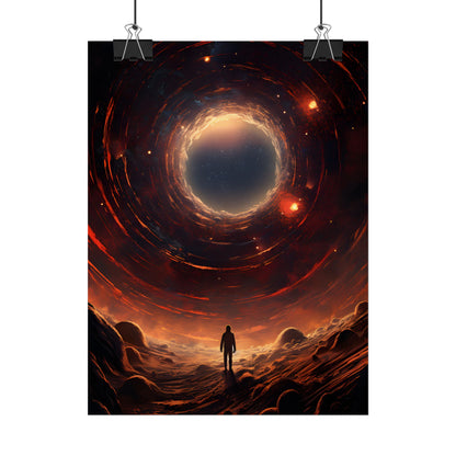 Black Hole Cosmic: A Realistic Digital Artwork of a Planet in Orbit - Poster