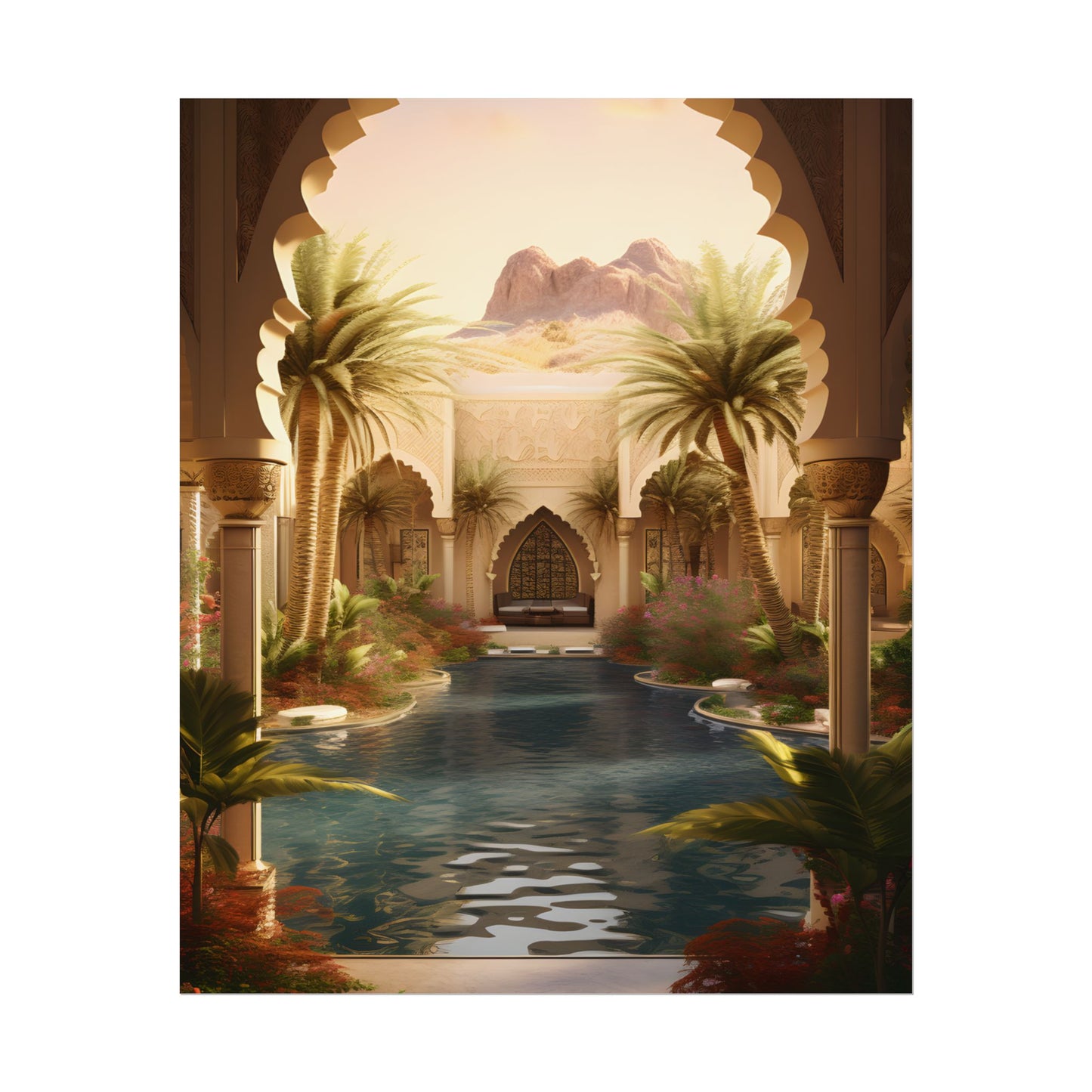Serene Desert Oasis Art: Arabian Nights-Inspired Print - Poster