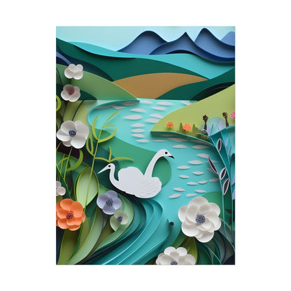Vibrant Paper Quilling Island: A Beautiful Tropical Landscape - Poster