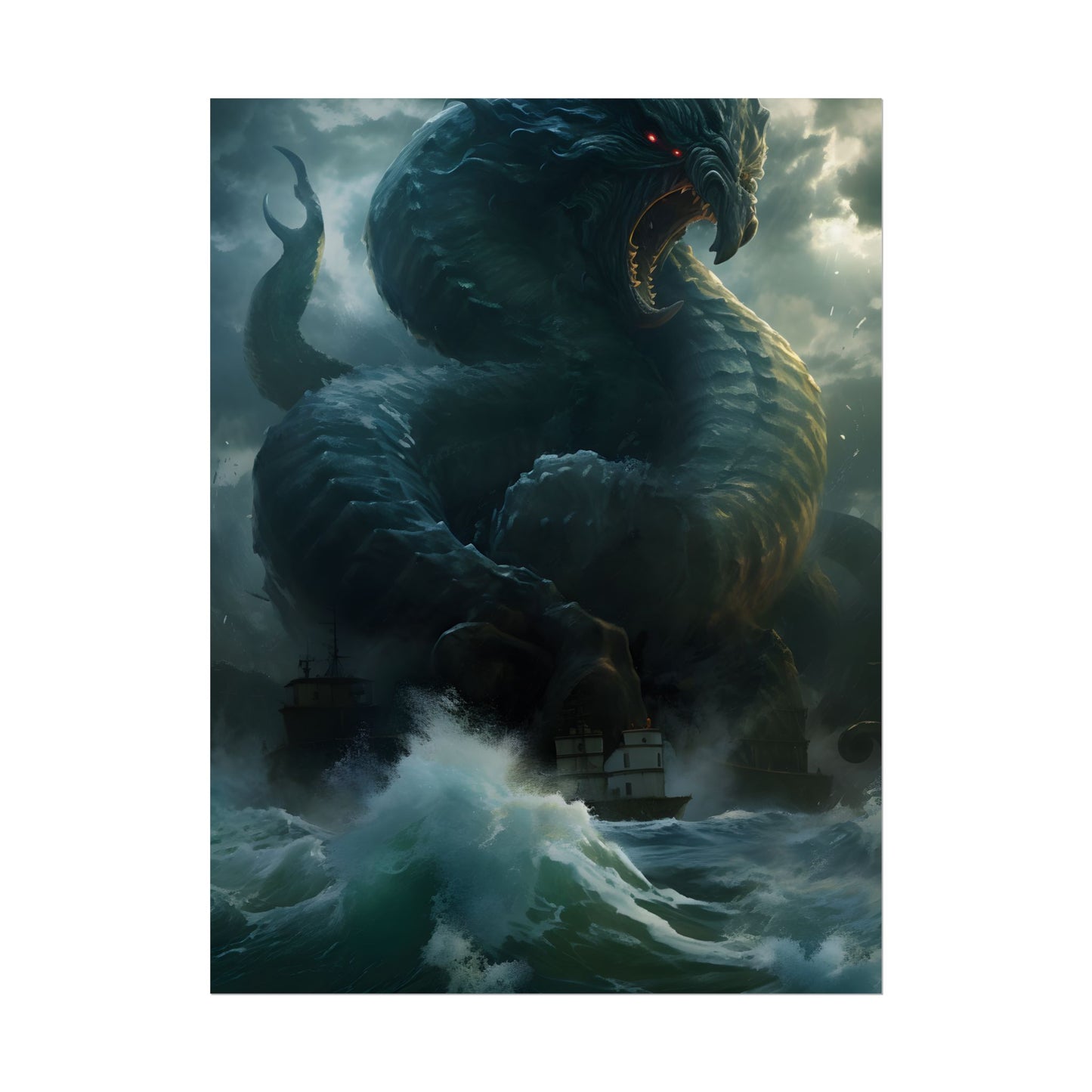 Mythic Sea Monster: Dark Ocean Artwork - Poster