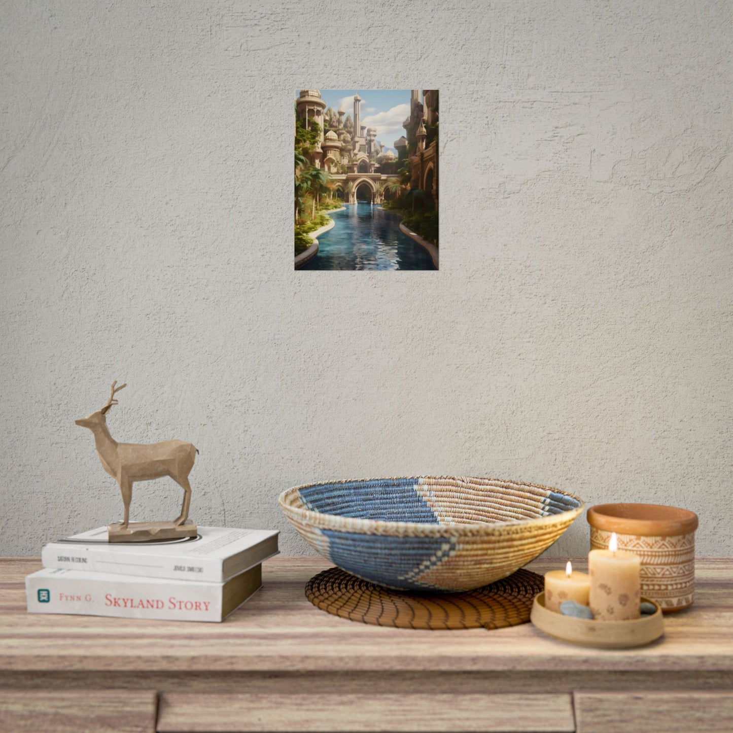 Mythical Oasis: Tranquil Desert Landscape - Poster