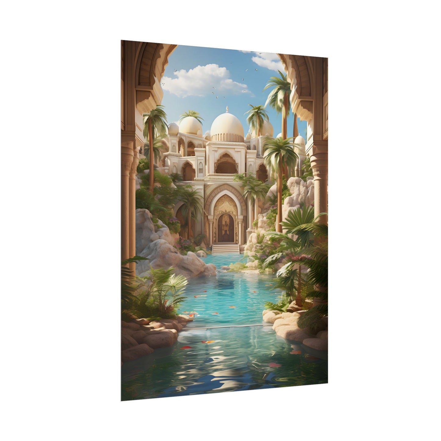Serene Desert Oasis: Arabian Nights-Inspired Artwork - Poster