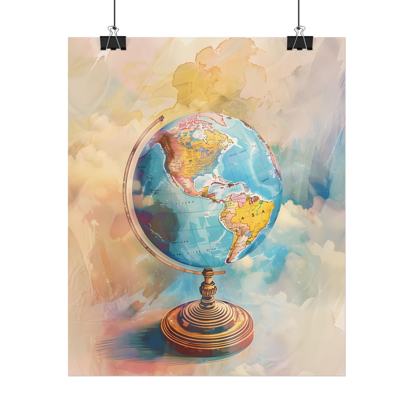 Vintage Globe Adventure: 80 Iconic Landmarks on a Classic Map - Poster