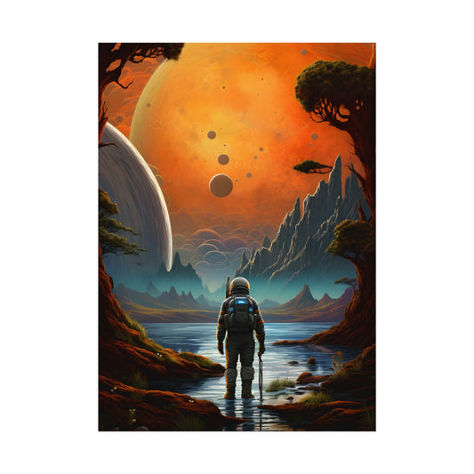 Futuristic Wilderness Explorer: Jetpack Adventure Art - Poster