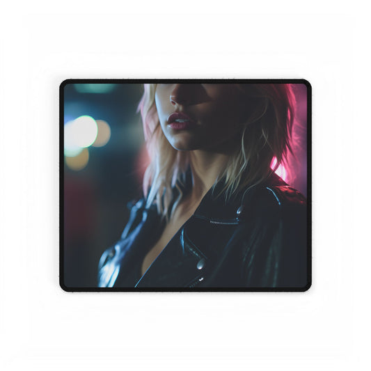 Cyberpunk Teen: Dark Eyes Digital Art - Desk Mat