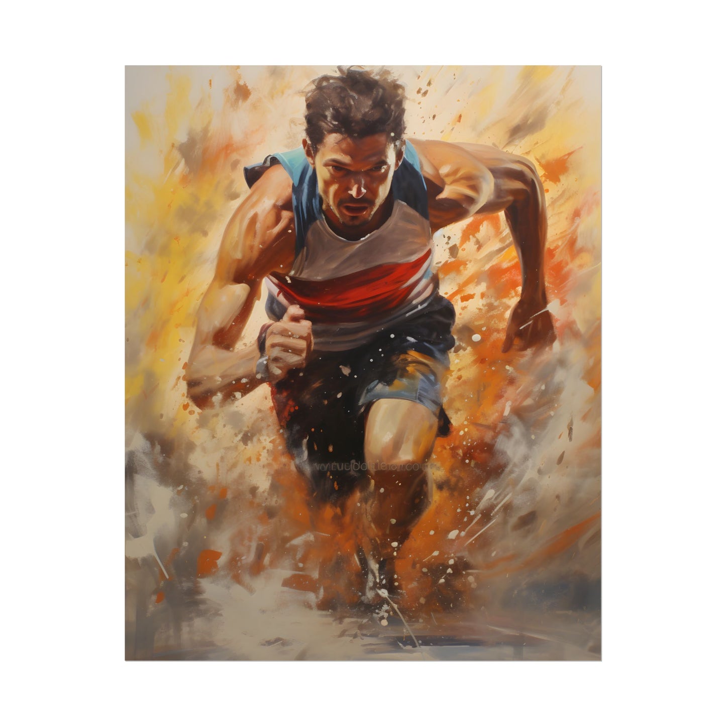 Passionate Athlete in Motion: Determined Sports Art - Poster