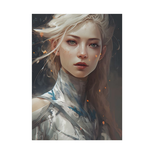 Astonishing Blonde Portrait: Capturing Intensity in Art - Poster