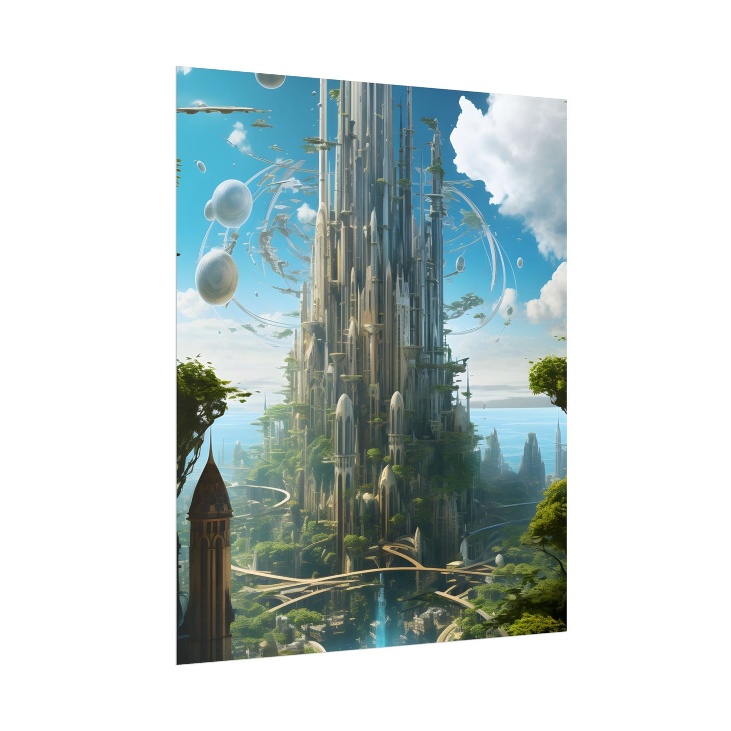Breathtaking Floating City: Urban Waterways Digital Art - Poster