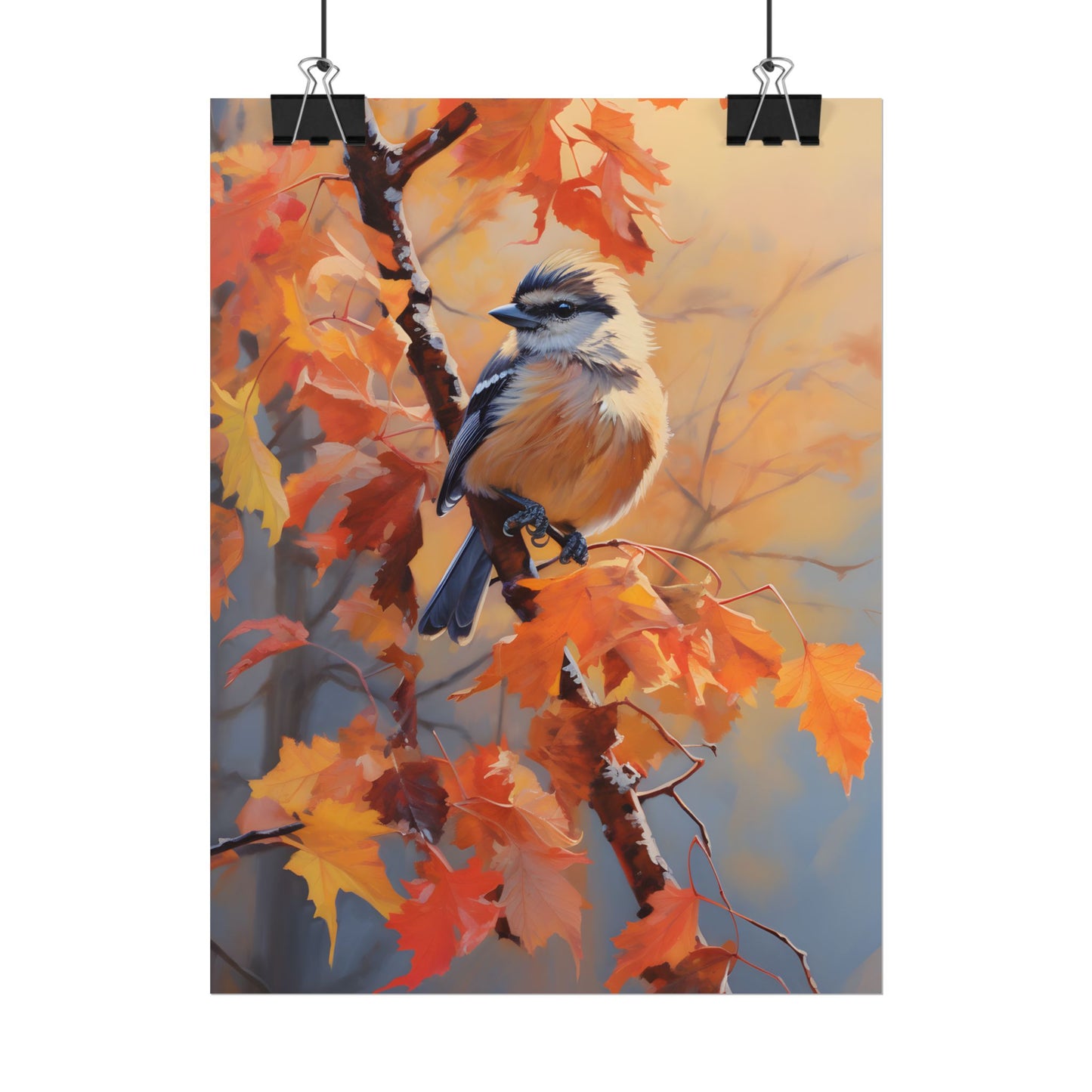 Vibrant Oak Branch: Oil Painting in Nature - Poster