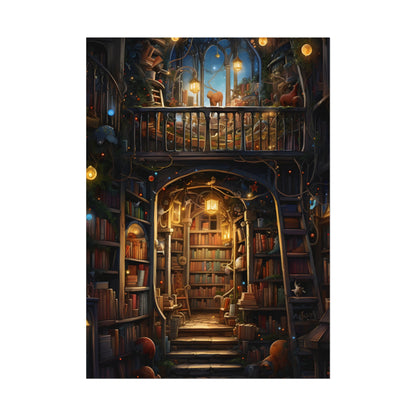 Magical Bookshop Art: A Serene & Enchanting Scene - Poster