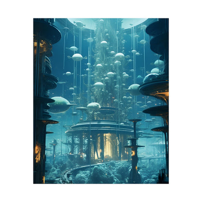 Underwater City of Tomorrow: Futuristic Urban Landscape Art - Poster