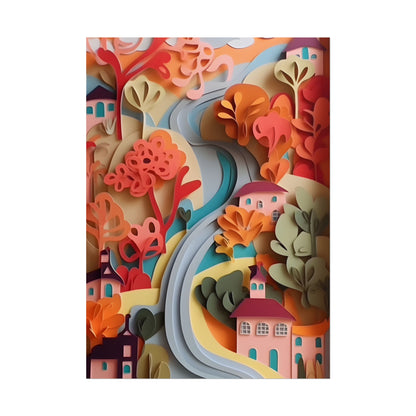 Intricate European Landscape: Paper Quilling Artwork - Poster