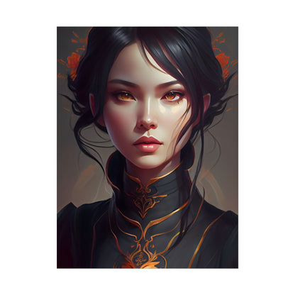 Realistic Female Portrait in Elegant Dress - Poster