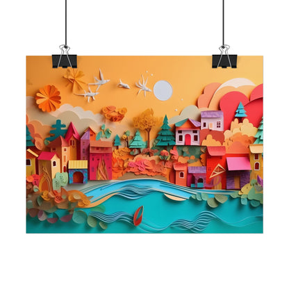 Epic Sunset Beach: Magical Paper Quilling Artwork - Poster