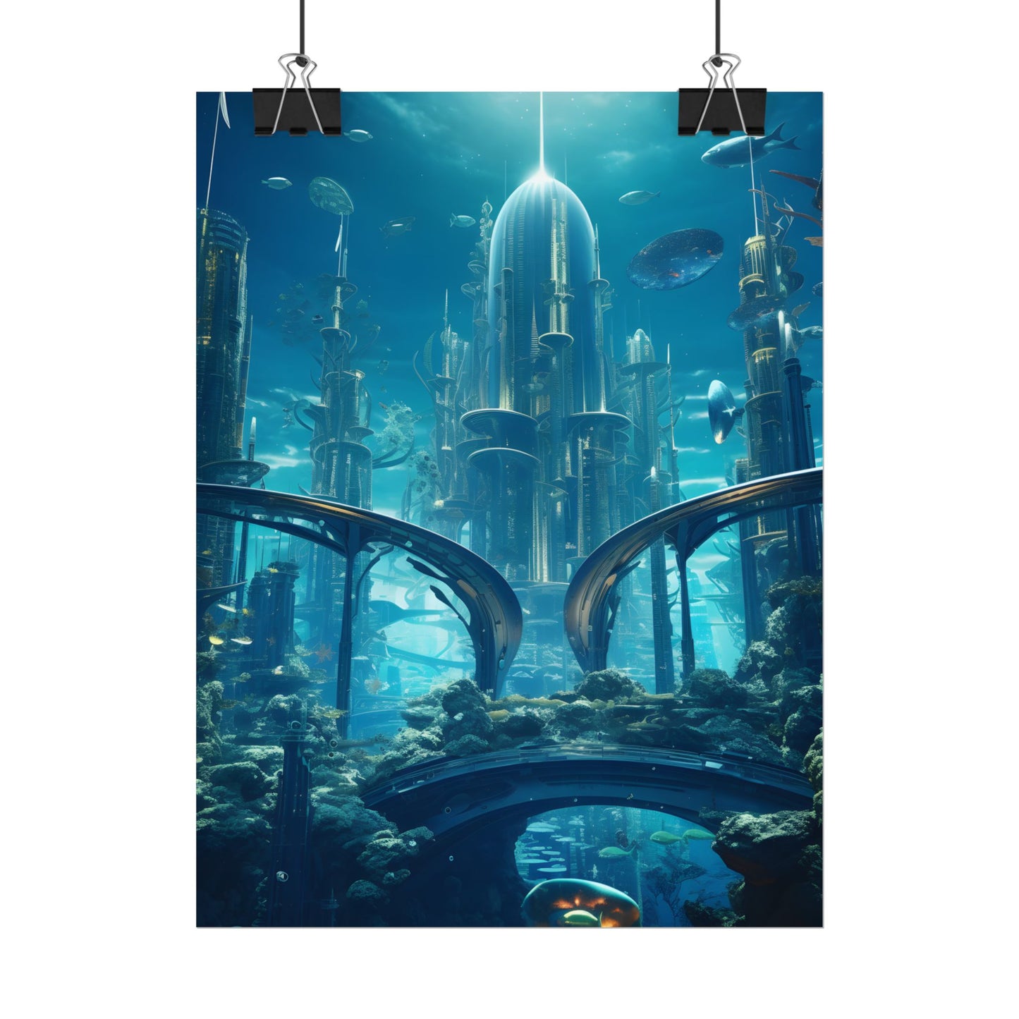 Underwater City of the Future: Sleek Modern Architecture - Poster