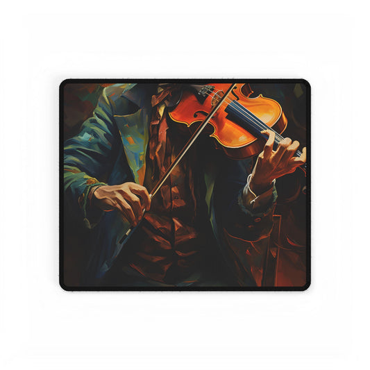 Mysterious Musician at Piano: Moody Portrait - Desk Mat