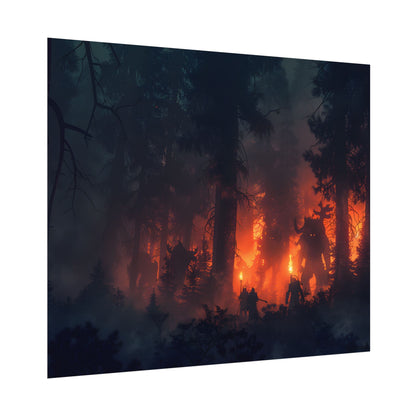 Misty Sunset Gathering: A Group in Nature's Embrace - Poster