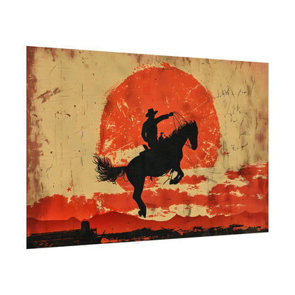 Vintage Rodeo Cowboy: Classic Bucking Bronco Art - Poster