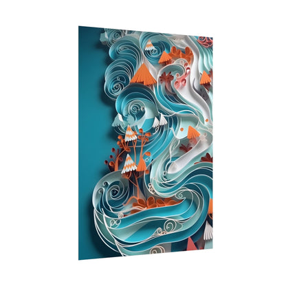 Paper Quilled Canyon Landscape: Natural Desert Artwork - Poster