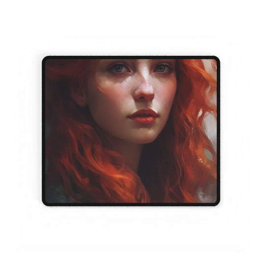 Astonishing Redhead Portrait: Female Artwork - Desk Mat