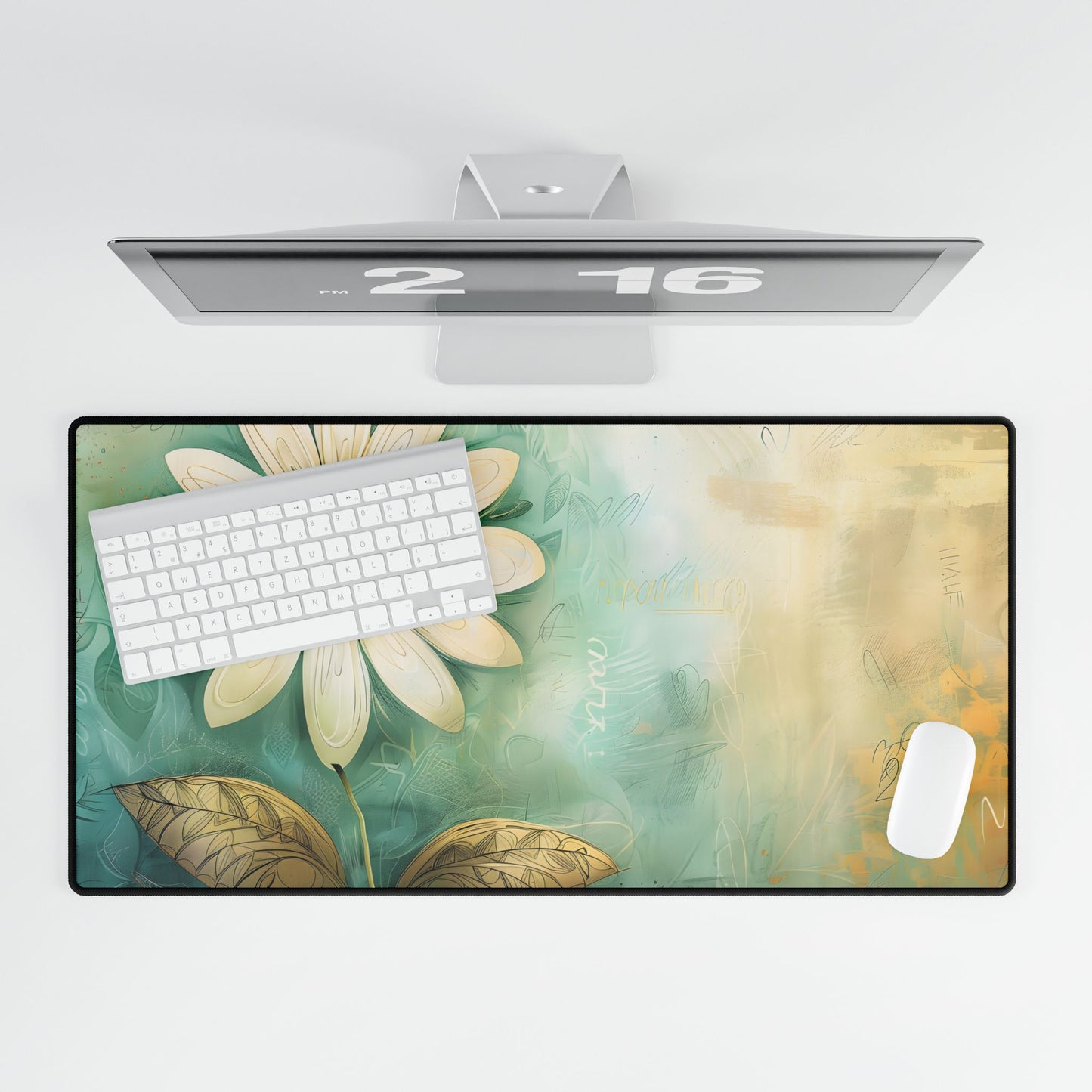 Whimsical Blooming Flower: Growth Mindset in Soft Pinks & Vibrant Reds - Desk Mat